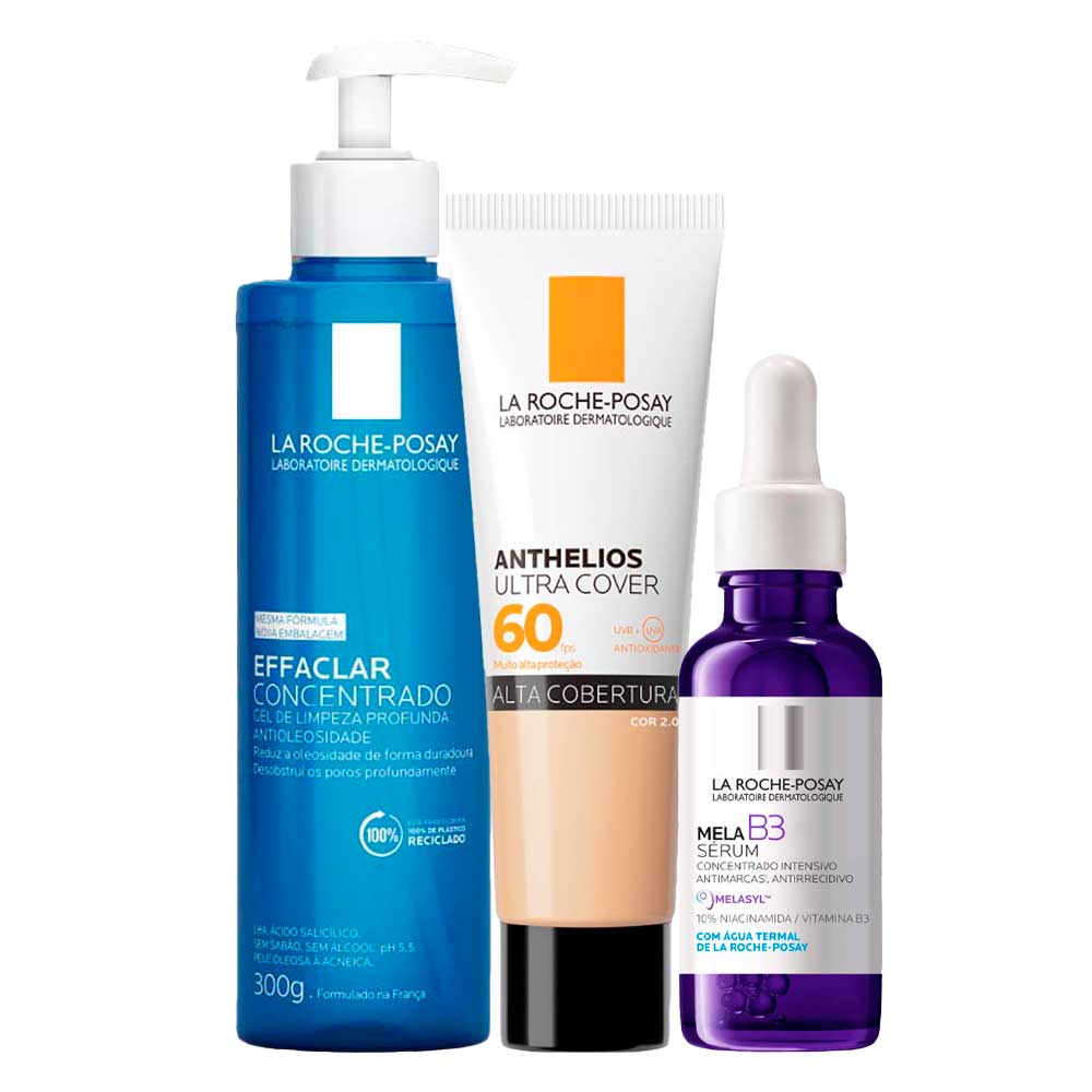 La Roche-posay Kit - Gel De Limpeza Facial + Sérum Facial + Protetor Solar Facial Com Cor Fps60 Para Rejuvenescimento Facial Kit