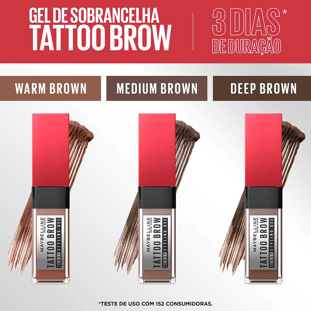 Gel de Sobrancelha Maybelline NY Tattoo Brow 3 Dias Deep Brown
