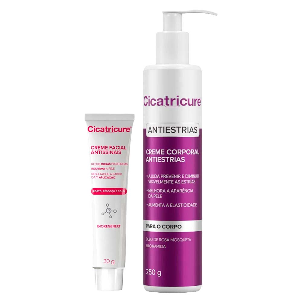 Cicatricure Kit – Creme Antiestrias + Creme Facial Antissinais FPS30 Kit