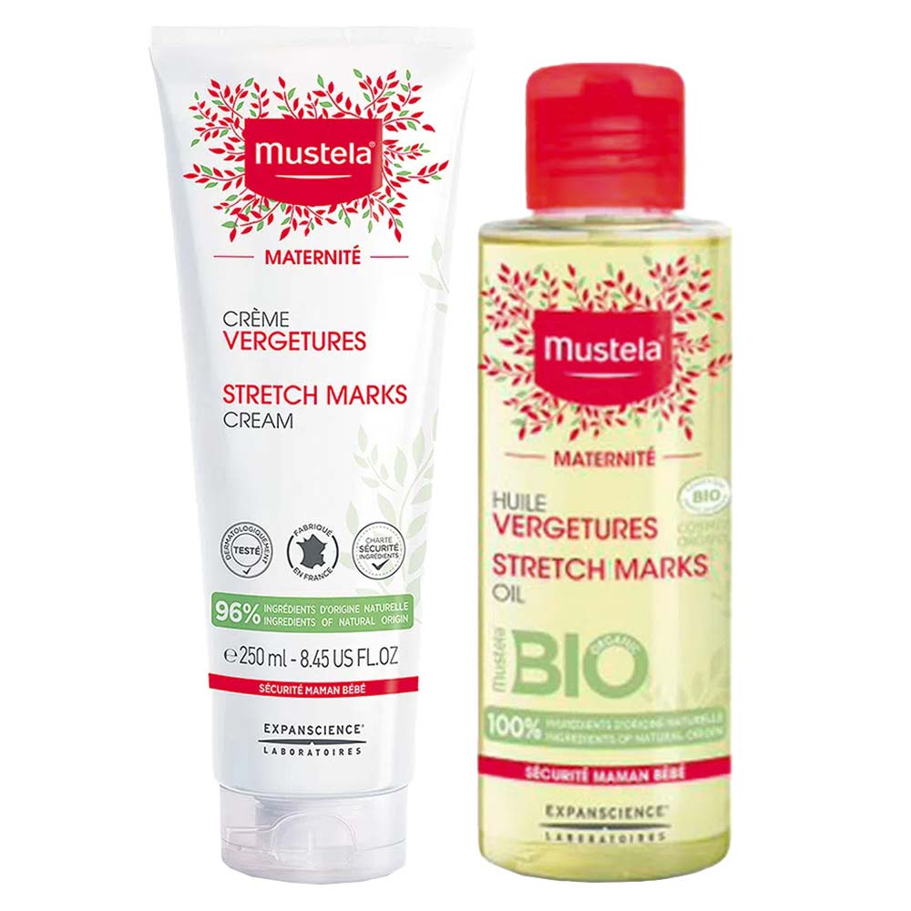 Mustela Maternité Kit – Creme para Estrias 250ml + Óleo para Prevenção de Estrias 105ml Kit