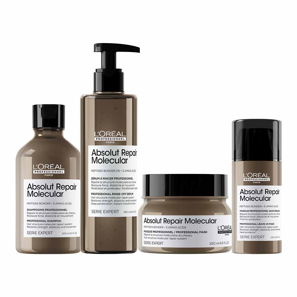 L'Oréal Professionnel Absolut Repair Molecular Kit de Tratamento Capilar: Shampoo + Sérum + Máscara + Leave-in Para Cabelos Danificados Kit
