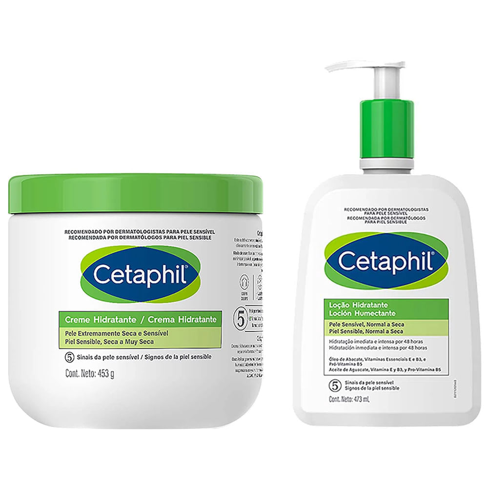 Cetaphil Kit – Loção Hidratante Pele Normal A Seca – 473ml + Creme Hidratante Pele Extremamente Seca – 453g Kit