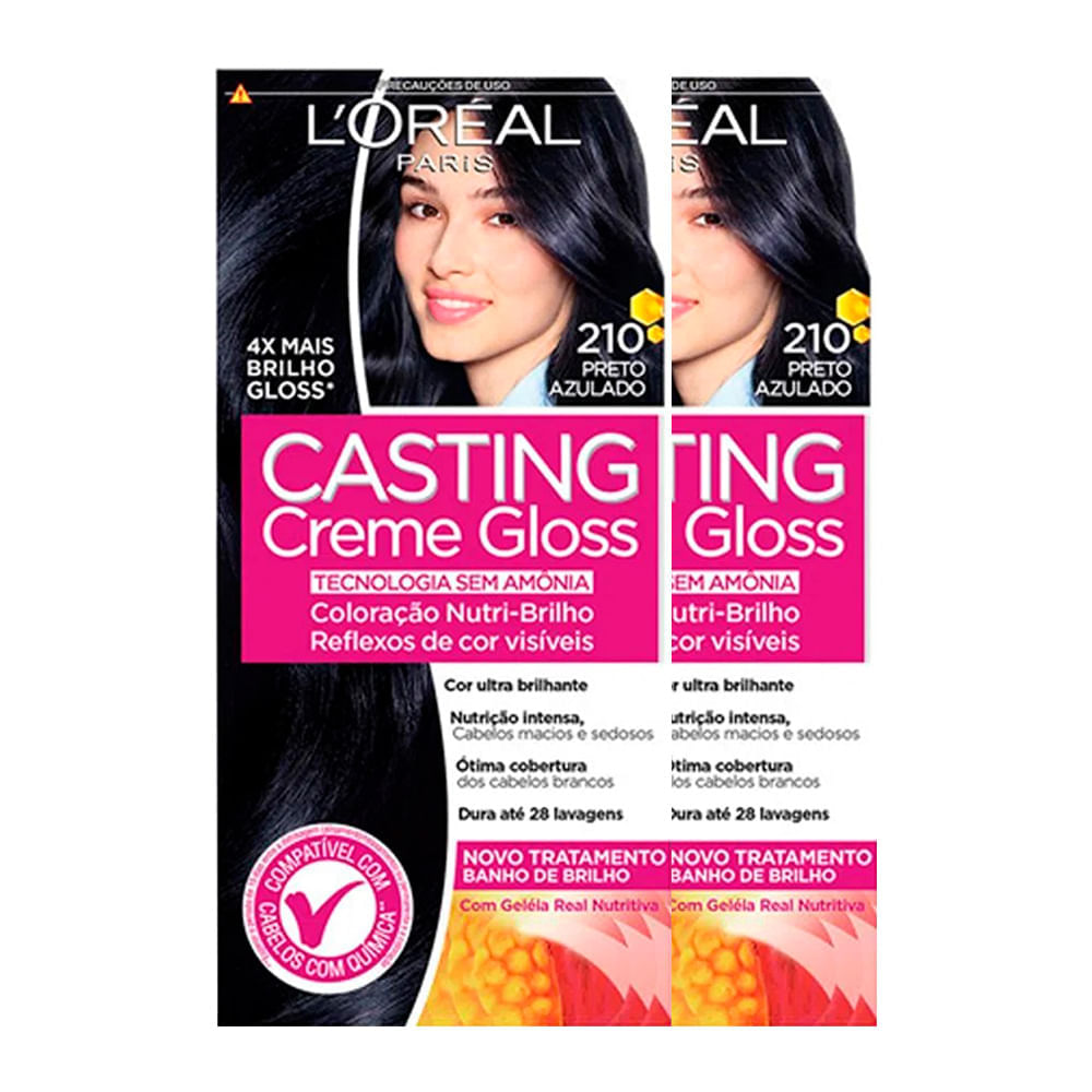L'Oréal Paris Coloração Casting Creme Gloss Kit - 210 Preto Azulado Kit
