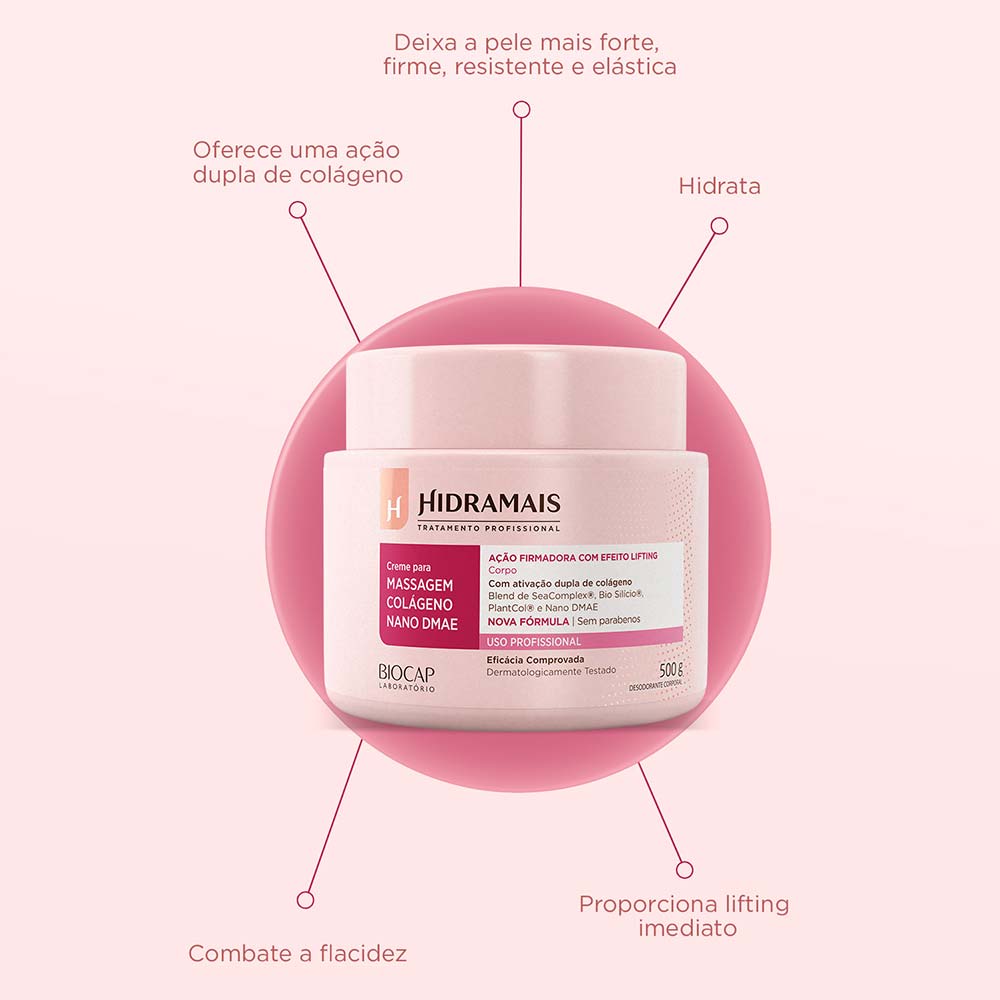 Creme para massagem Hidramais Colágeno Nano DMAE 500g