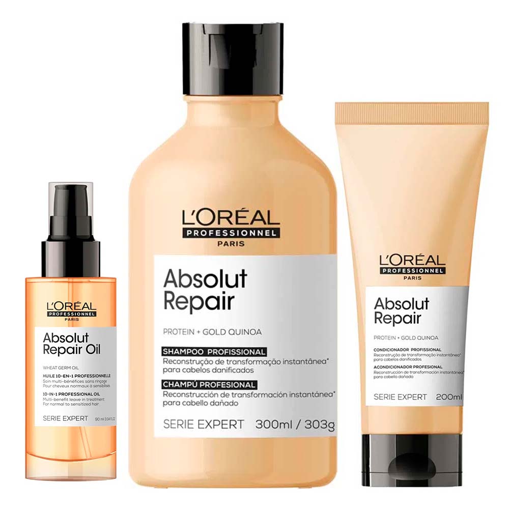 L'oréal Professionnel Absolut Repair Kit Shampoo + Condicionador + Óleo Kit
