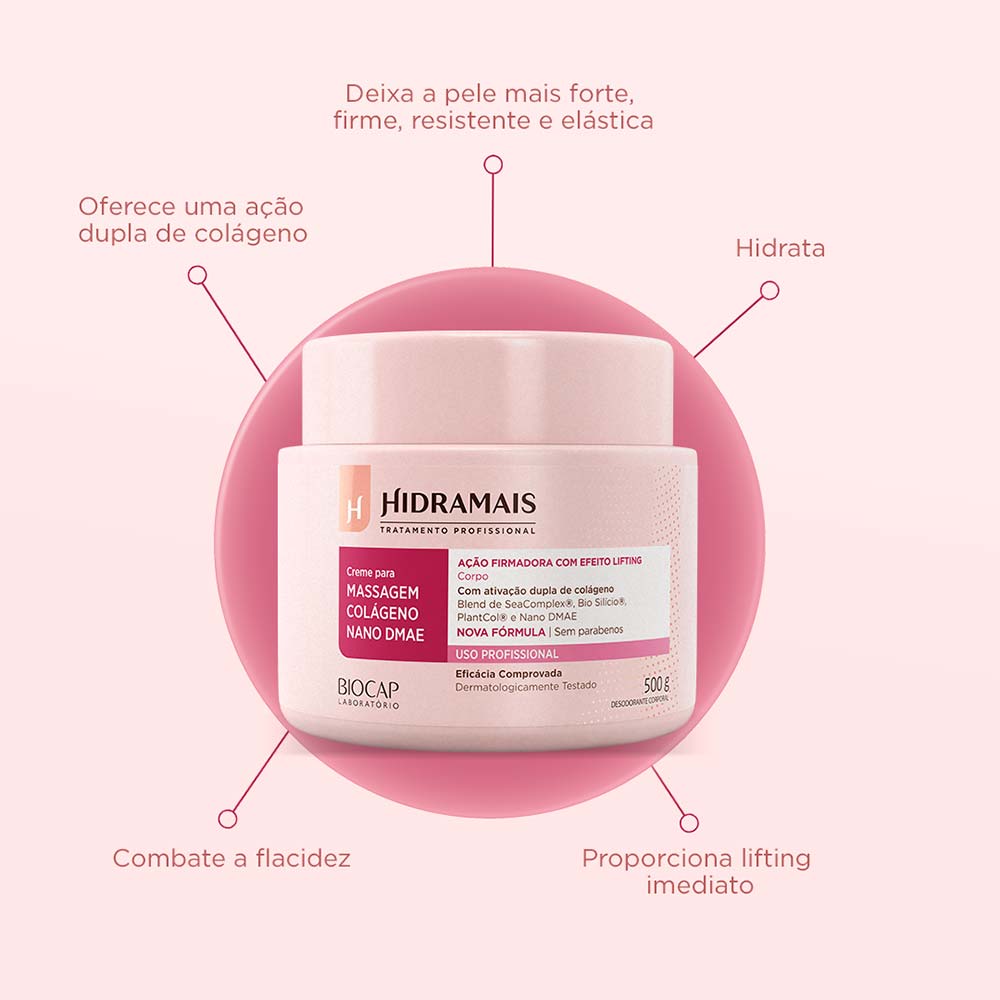 Creme para massagem Hidramais Colágeno Nano DMAE 500g