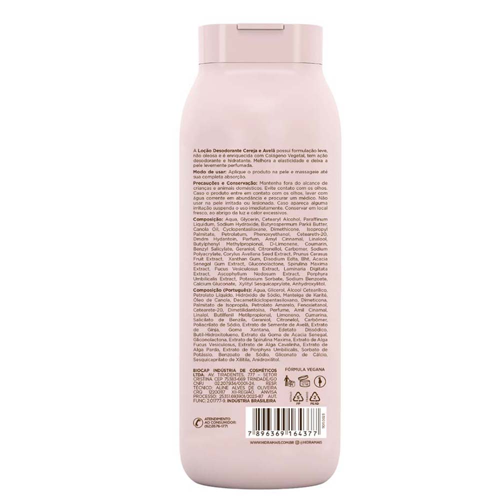 Loção Desodorante Corporal Hidramais Cereja e Avelã 500ml