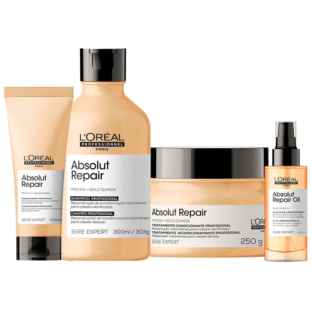 L'oréal Professionnel Absolut Repair Kit Shampoo + Condicionador + Máscara + Óleo Kit