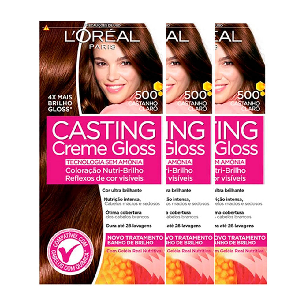 L'Oréal Paris Coloração Casting Creme Gloss Kit - 500 Castanho Claro Kit