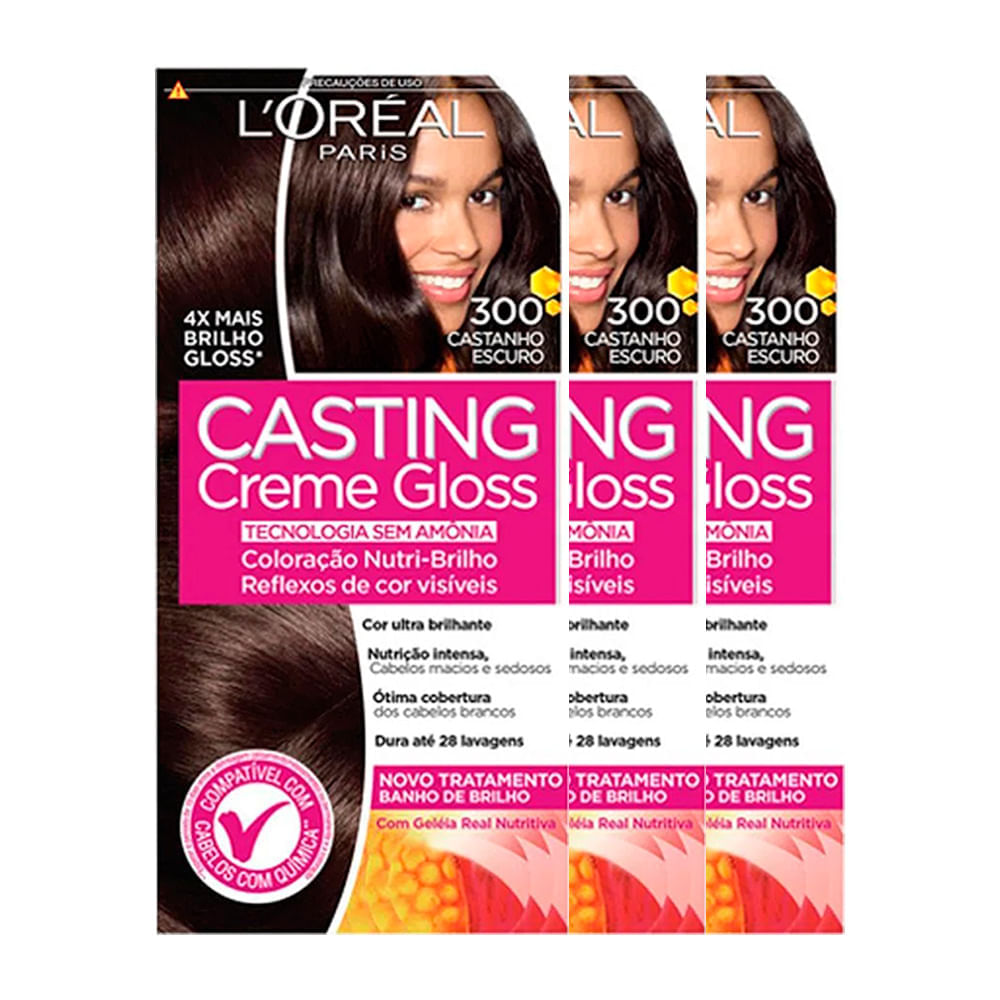 L'oréal Paris Coloração Casting Creme Gloss Kit - 300 Castanho Escuro Kit