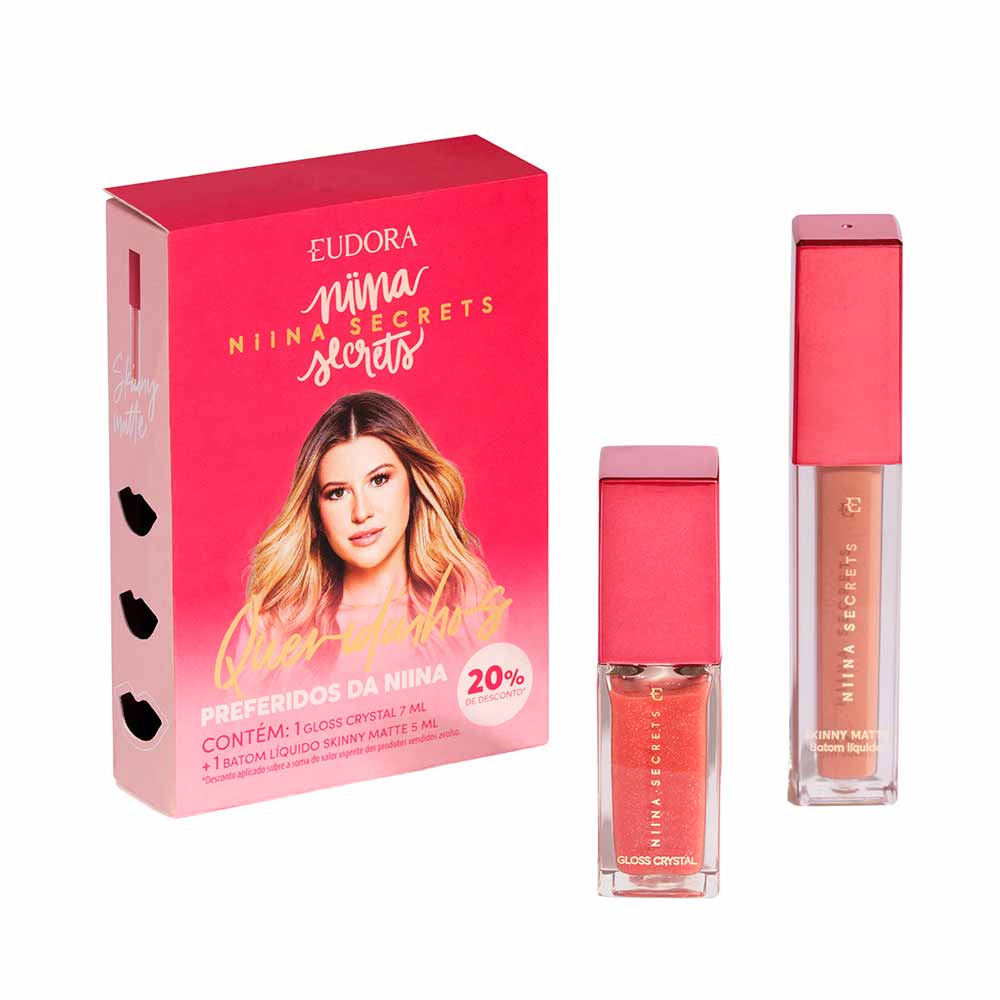 Eudora by Niina Secrets Kit Queridinhos da Niina - Batom Líquido Matte + Gloss Crystal Kit