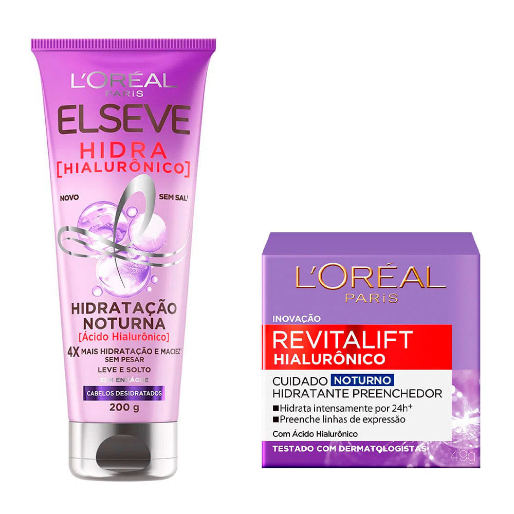 L'Oréal Paris Elséve Hialurônico Kit Noturno - Creme de Hidratação + Anti-idade Kit