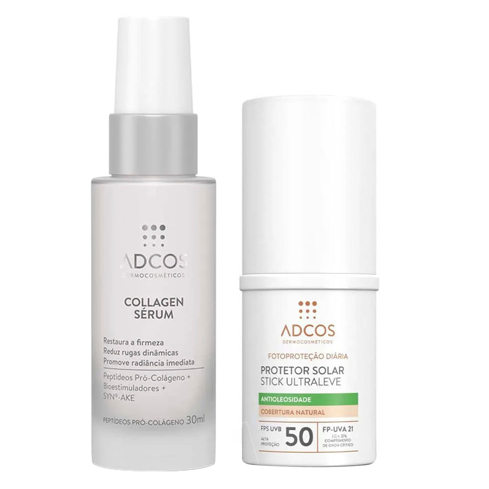 Adcos Dermocosméticos Kit - Sérum Facial + Protetor Solar Antioleosidade com Cor Beige Kit