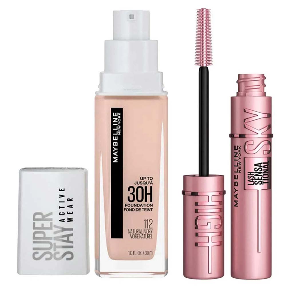 Maybelline NY Kit - Máscara de Cílios + Base Longa Duração SuperStay Kit
