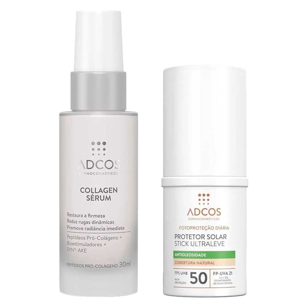 Adcos Dermocosméticos Kit - Sérum Facial + Protetor Solar Antioleosidade com Cor Peach Kit