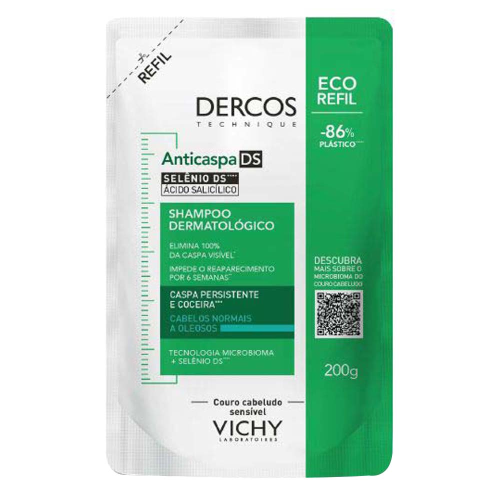 Vichy Dercos Shampoo Anticaspa Ds - Cabelos Normais A Oleosos Refil 200g