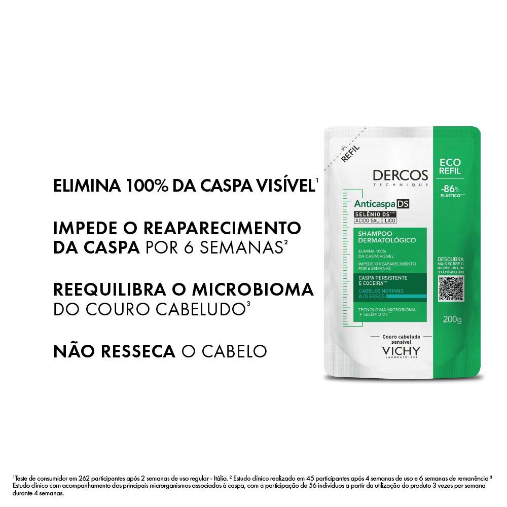 Vichy Dercos Shampoo Anticaspa DS - Cabelos Normais a Oleosos Refil 200g