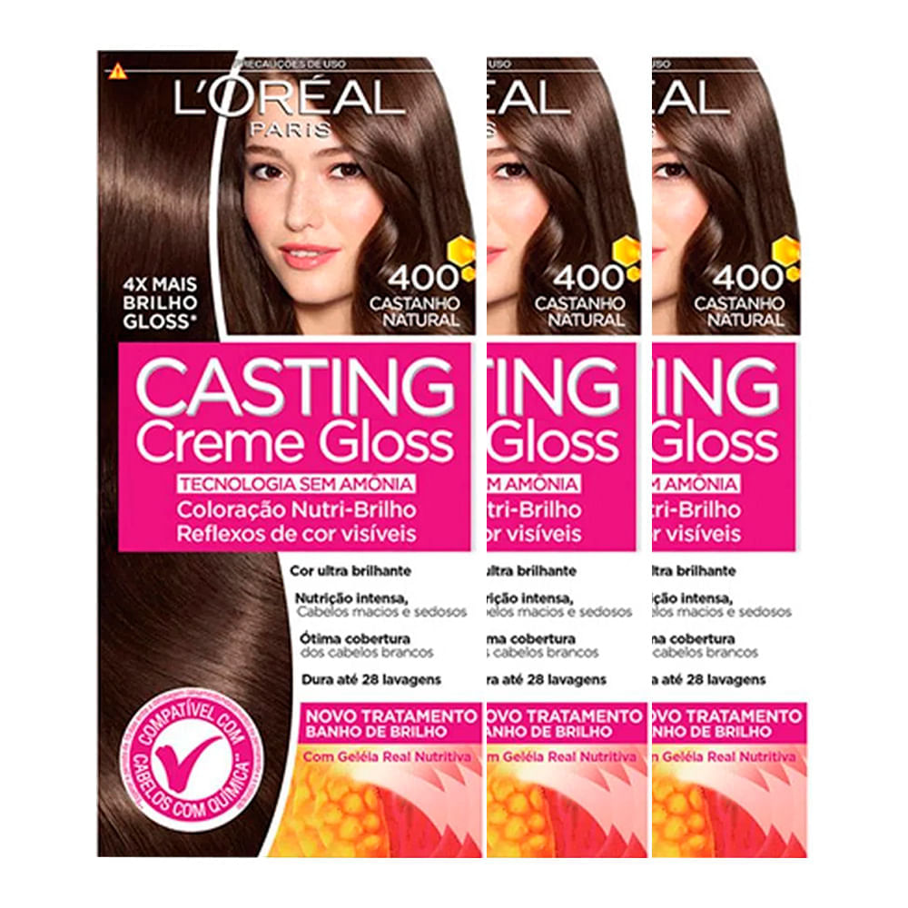 L'Oréal Paris Coloração Casting Creme Gloss Kit - 400 Castanho Natural Kit
