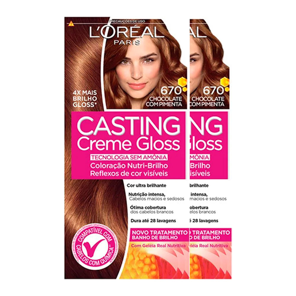 L'Oréal Paris Coloração Casting Creme Gloss Kit - 670 Chocolate com Pimenta Kit