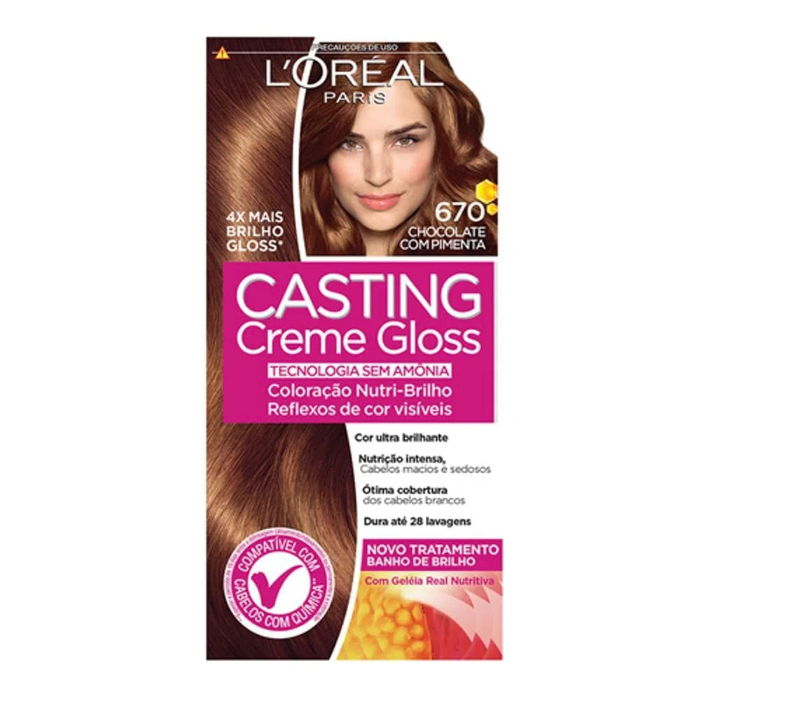 L'Oréal Paris Coloração Casting Creme Gloss Kit - 670 Chocolate com Pimenta Kit