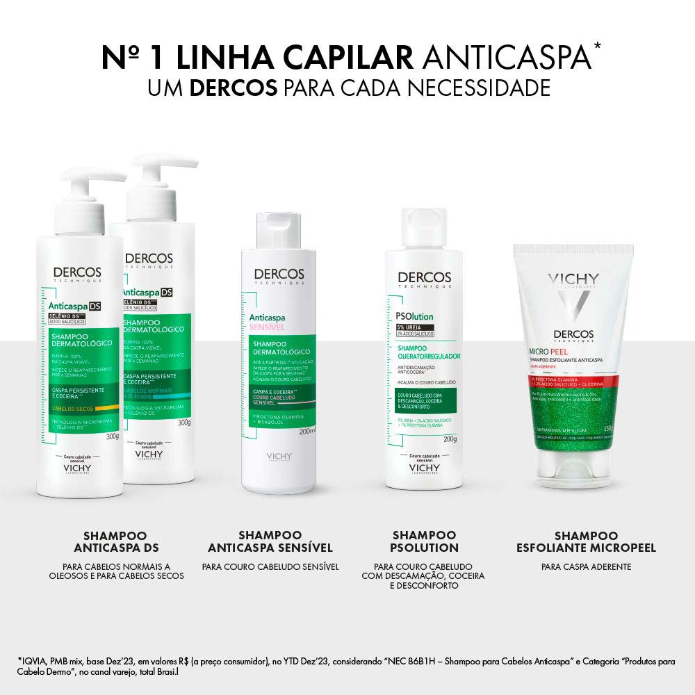 Vichy Dercos Shampoo Anticaspa DS - Cabelos Normais a Oleosos 300g