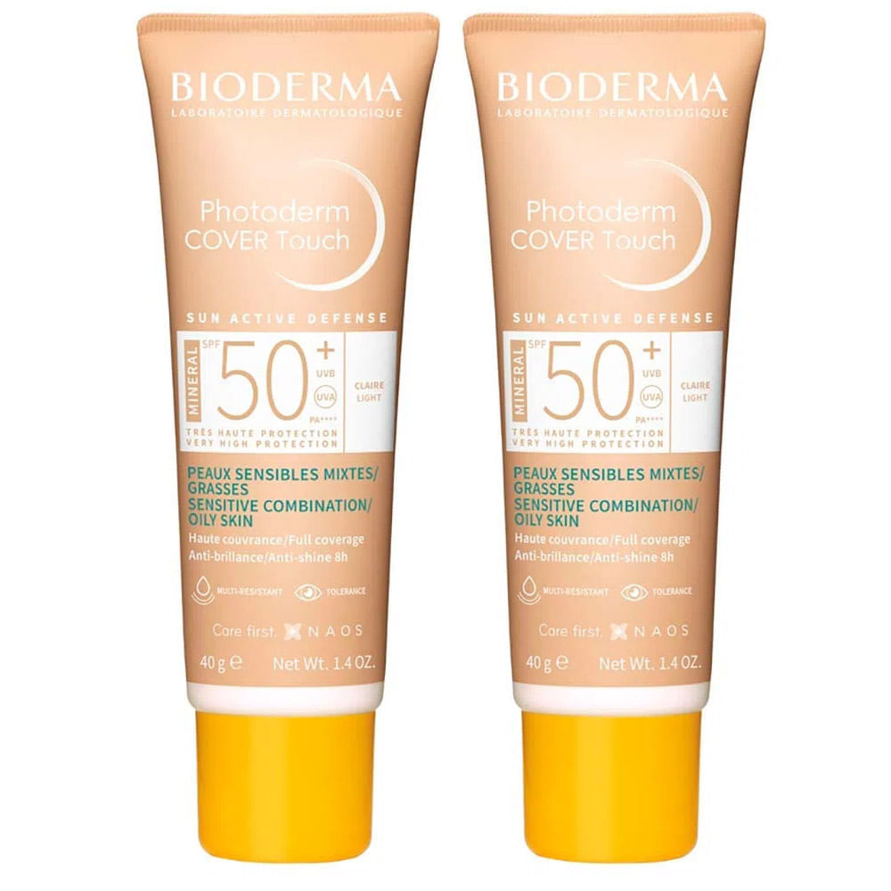 Bioderma Photoderm Cover Touch Kit Com 2 Unidades – Protetor Solar Facial Com Cor Fps50+ – Claro 40ml Kit