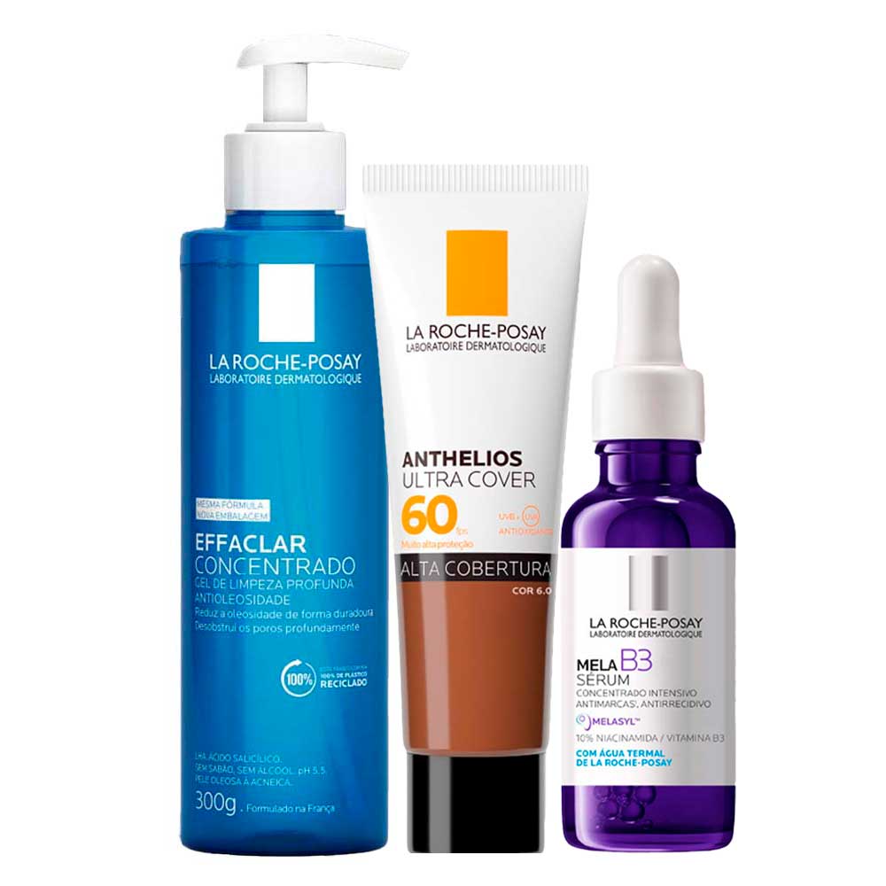 La Roche-posay Kit - Gel De Limpeza Facial + Sérum Facial + Protetor Solar Facial Com Cor Fps60 Para Rejuvenescimento Facial Kit