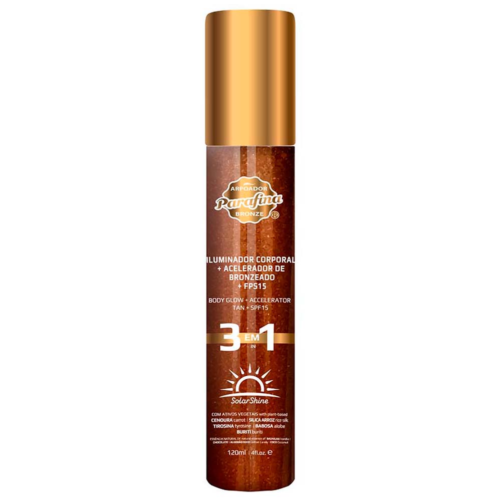 Iluminador Corporal Parafina Bronze Solar Shine Shimmer FPS15 120ml