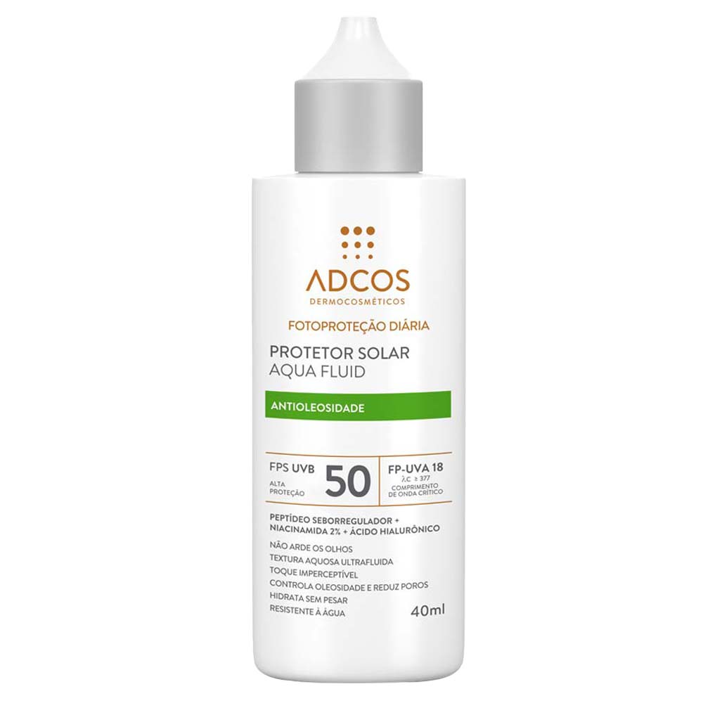 Protetor Solar Facial Adcos Aqua Fluid Antioleosidade Fps 50  - Incolor 40ml