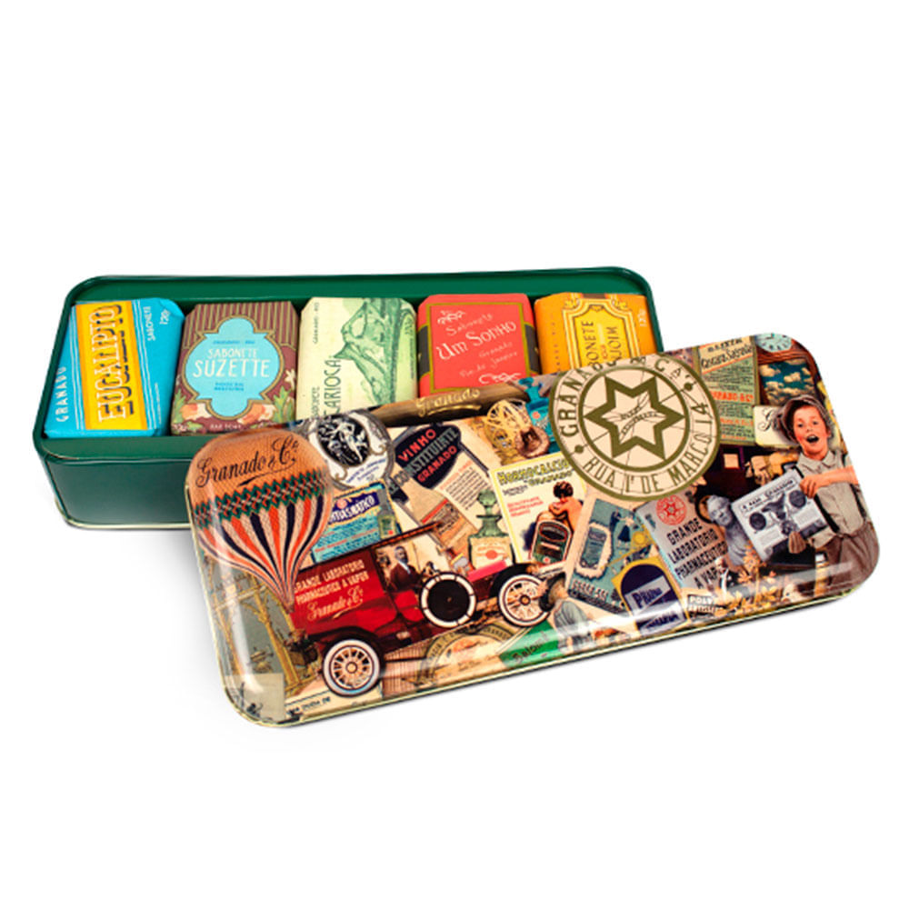 Granado Linha Vintage Kit – 5 Sabonetes em Barra + Lata de Metal Kit
