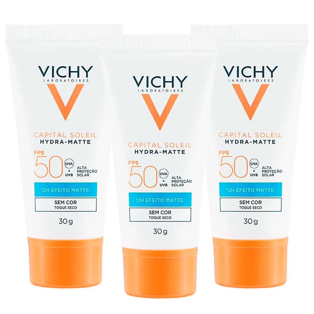 Vichy Hydra Matte Kit com 3 Unidades – Protetor Solar Facial FPS50 Kit