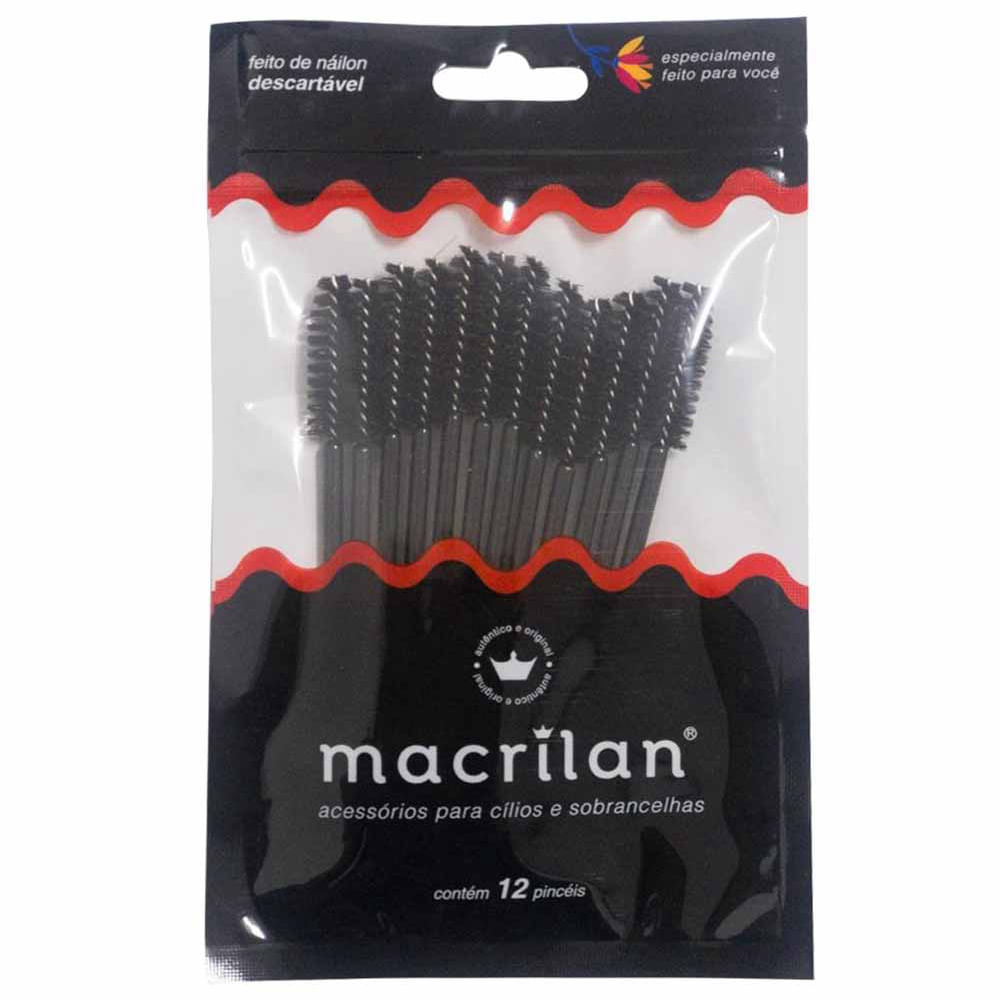 Macrilan Kit com 12 Pincéis para Cílios e Sobrancelhas Kit