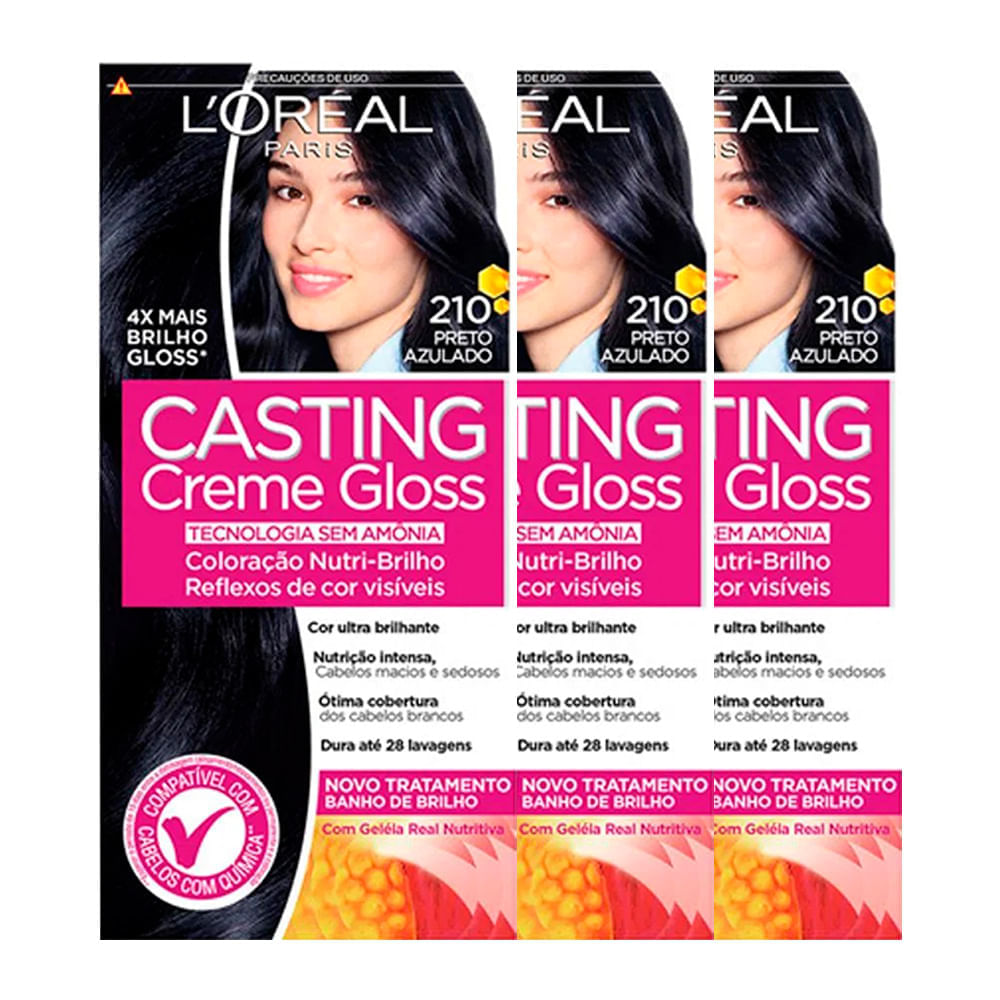L'Oréal Paris Coloração Casting Creme Gloss Kit - 210 Preto Azulado Kit