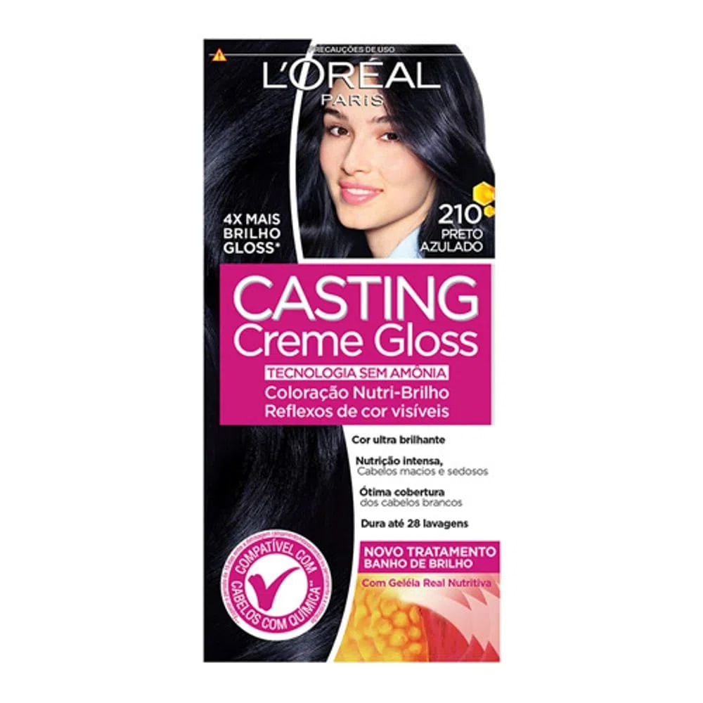 L'Oréal Paris Coloração Casting Creme Gloss Kit - 210 Preto Azulado Kit
