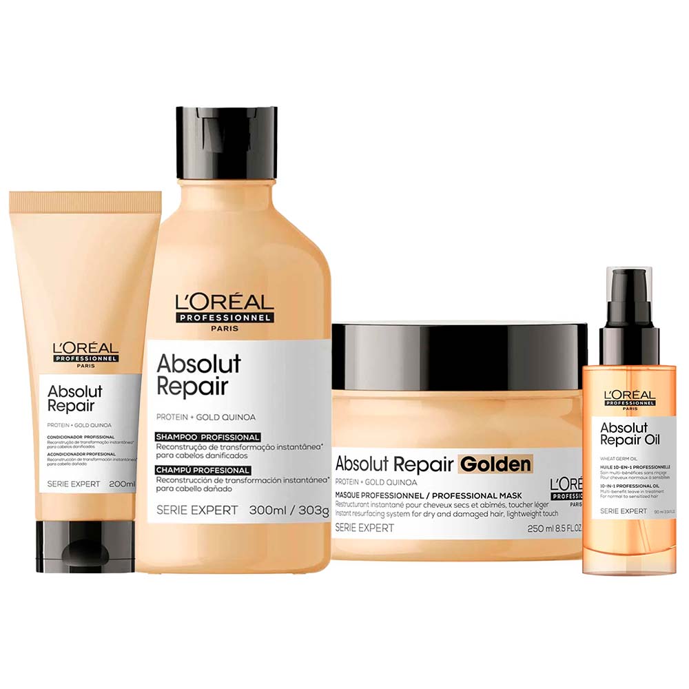 L'oréal Professionnel Absolut Repair Kit Shampoo + Condicionador + Máscara Light+ Óleo Kit