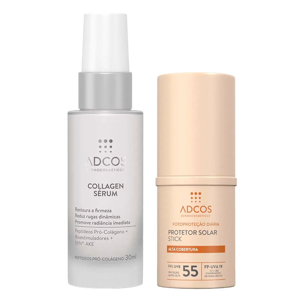 Adcos Dermocosméticos Kit - Sérum Facial + Protetor Solar Stick Com Cor Peach Kit