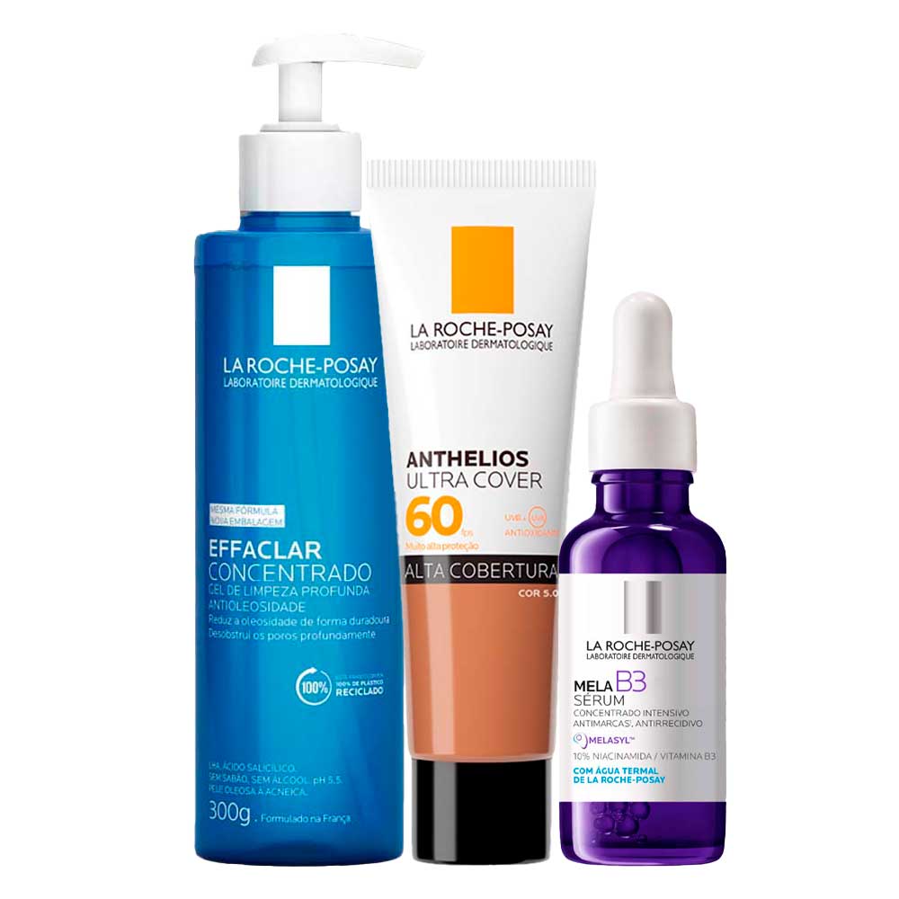 La Roche-posay Kit - Gel De Limpeza Facial + Sérum Facial + Protetor Solar Facial Com Cor Fps60 Para Rejuvenescimento Facial Kit