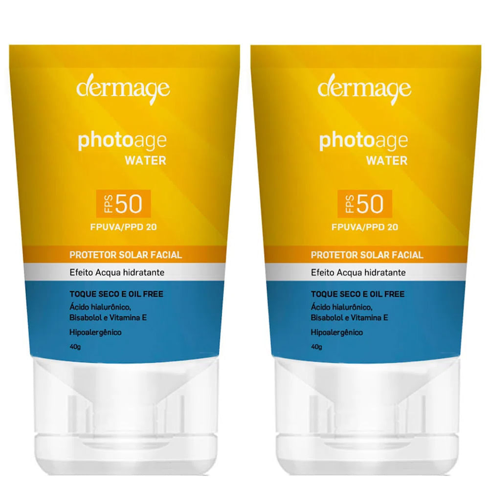 Dermage Photoage Water Kit com 2 Unidades – Protetor Solar Facial FPS50 – 40g Kit