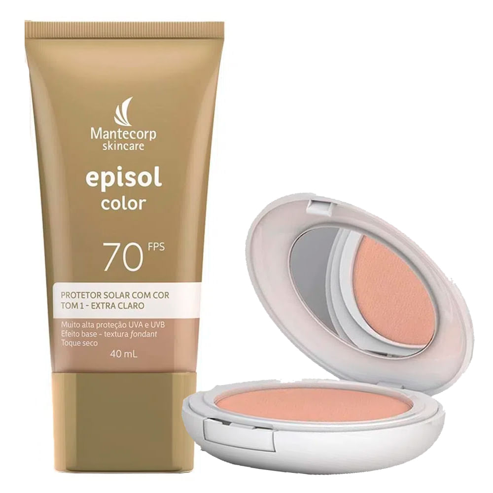 Episol Color Kit Mantecorp - Pó Compacto FPS50 + Protetor Solar Tom 1 - Extra Claro Kit