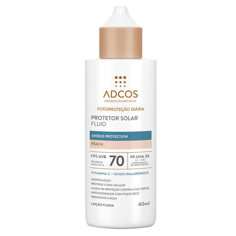 Protetor Solar Facial Adcos Fluid Shield Protection FPS 70 - 40ml Peach