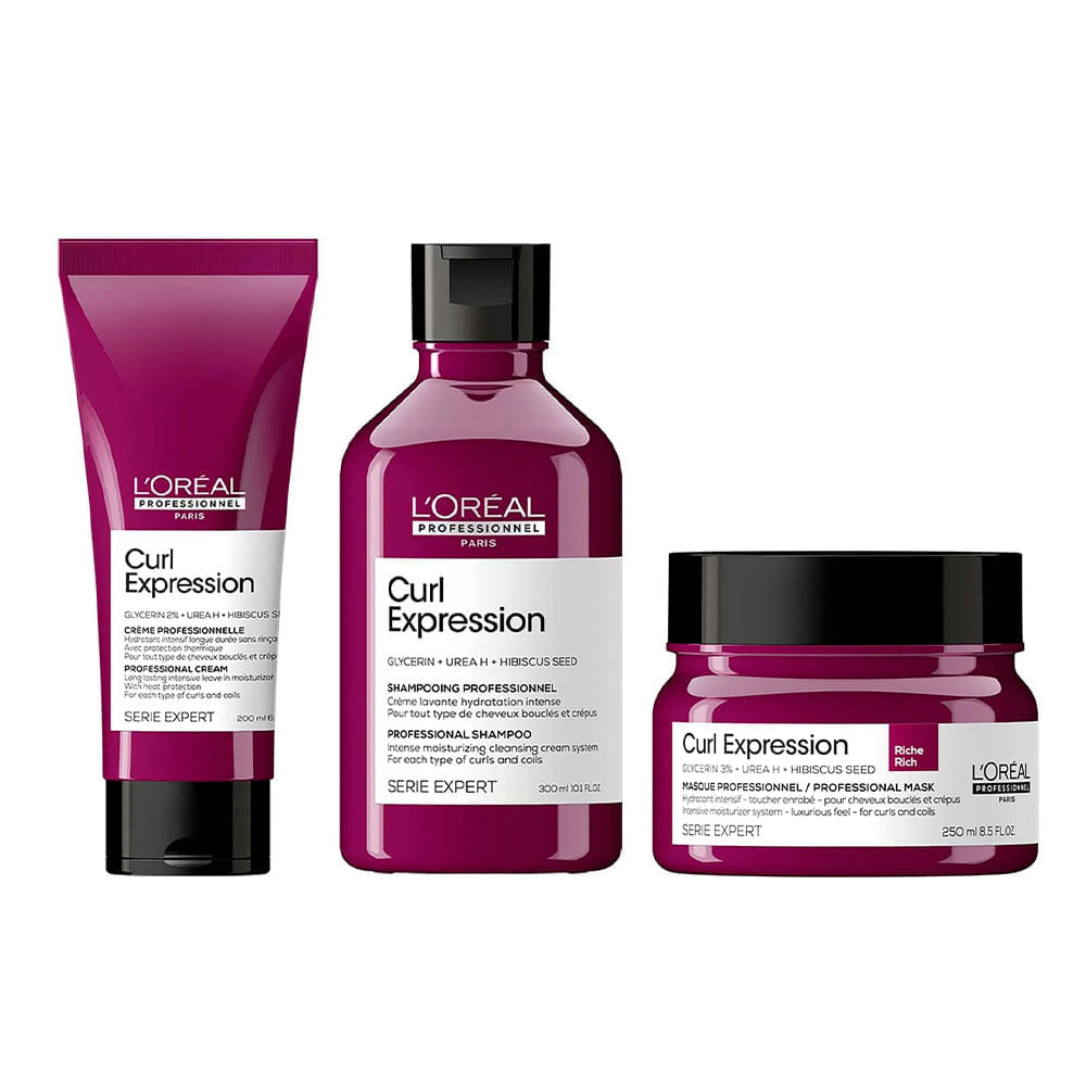 L’Oréal Professionnel Curl Expression Serie Exper Kit – Shampoo + Máscara + Leave-in Kit