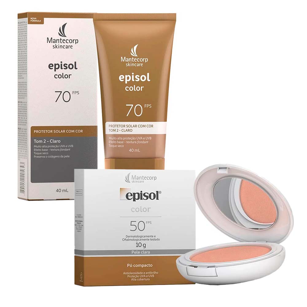 Mantecorp Skincare Episol Kit - Pó Compacto FPS50 + Protetor Solar Tom 2 - Claro Kit