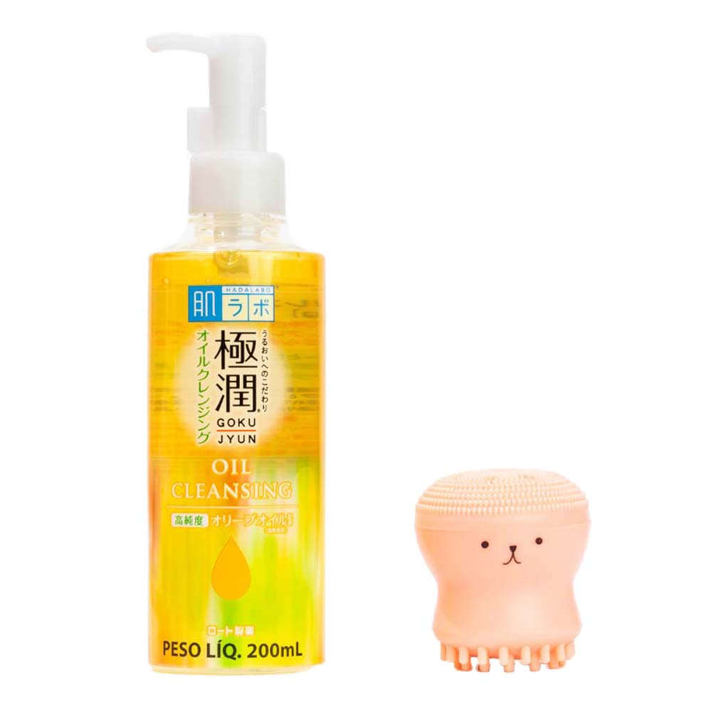 Hada Labo Gokujyun Kit - Óleo De Limpeza Facial + Massageador Facial Polvo Kit