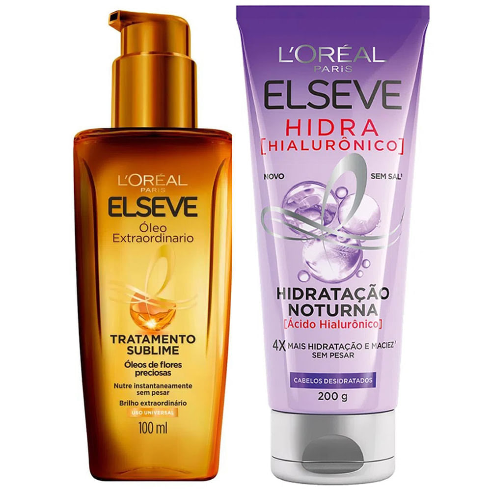 Elseve Hidra Hialurônico e Tratamento Sublime Kit - Creme Noturno + Óleo Extraordinário Kit