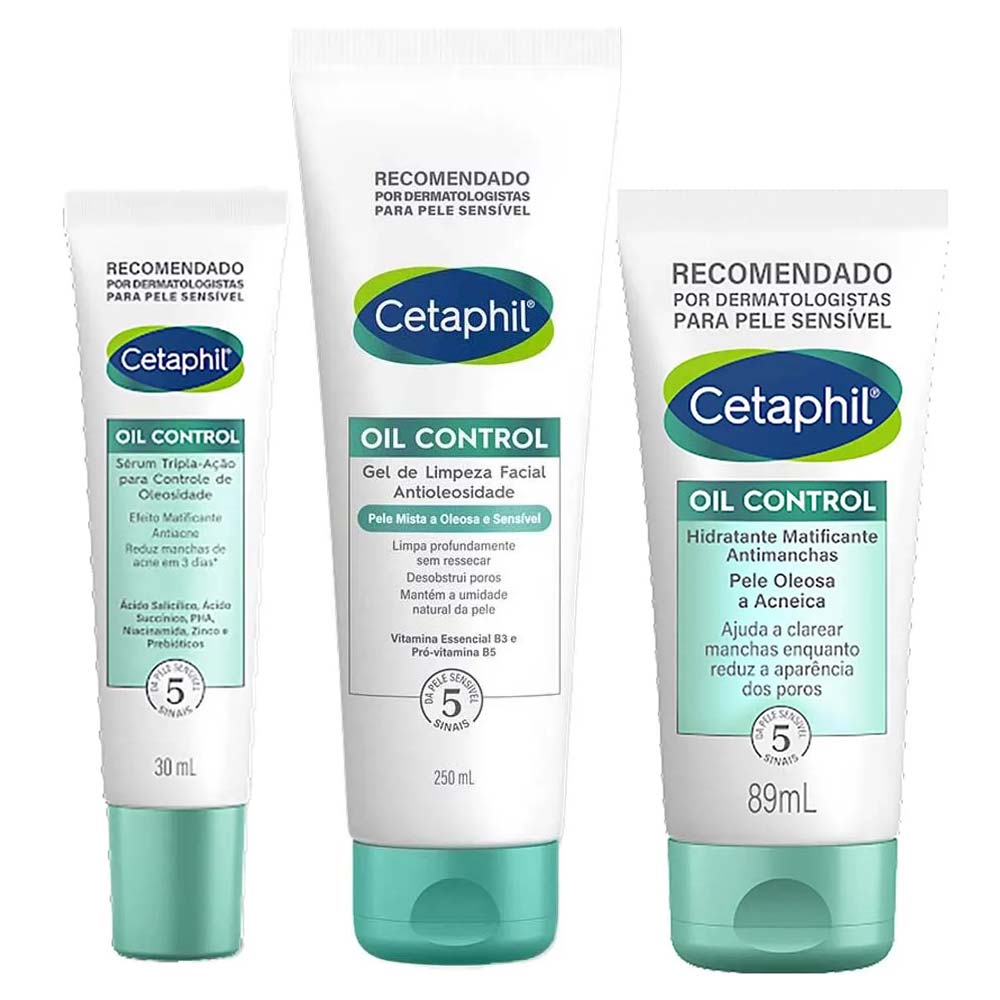 Cetaphil Oil Control Kit - Sérum Facial + Hidratante Facial + Gel De Limpeza Antioleosidade Para Peles Mistas A Oleosas E Acneicas Kit