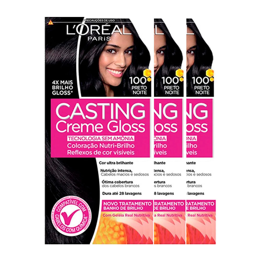 L'Oréal Paris Coloração Casting Creme Gloss Kit - 100 Preto Noite Kit