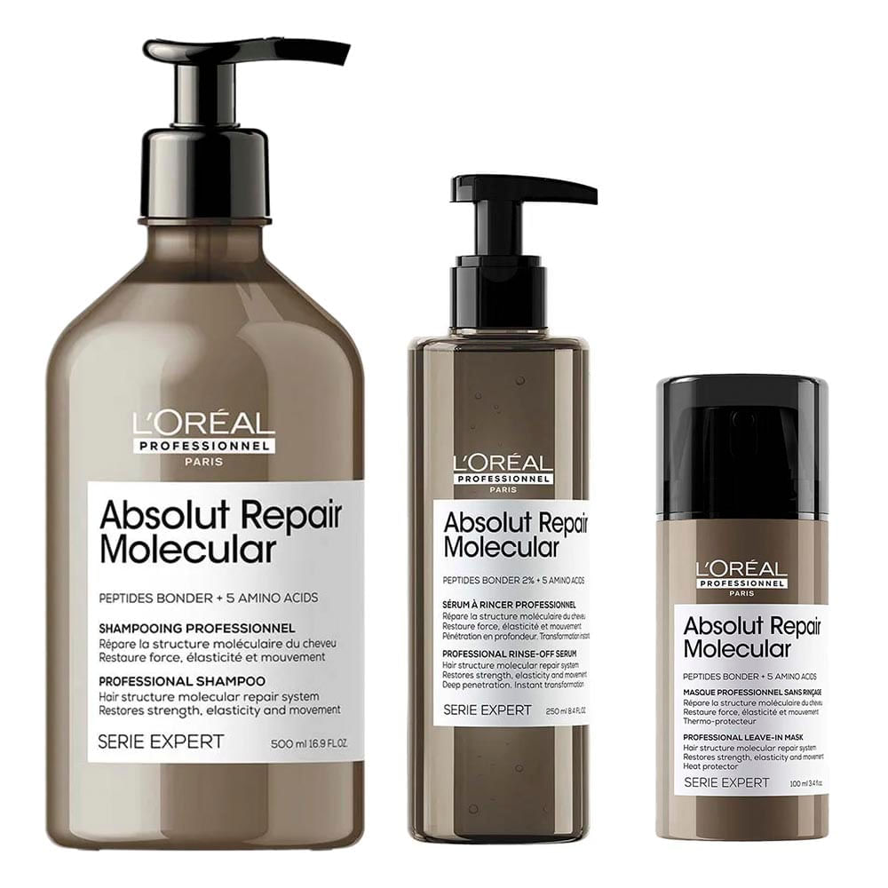 L'Oreal Professionnel Absolut Repair Molecular Kit – Leave-in + Sérum + Shampoo Kit