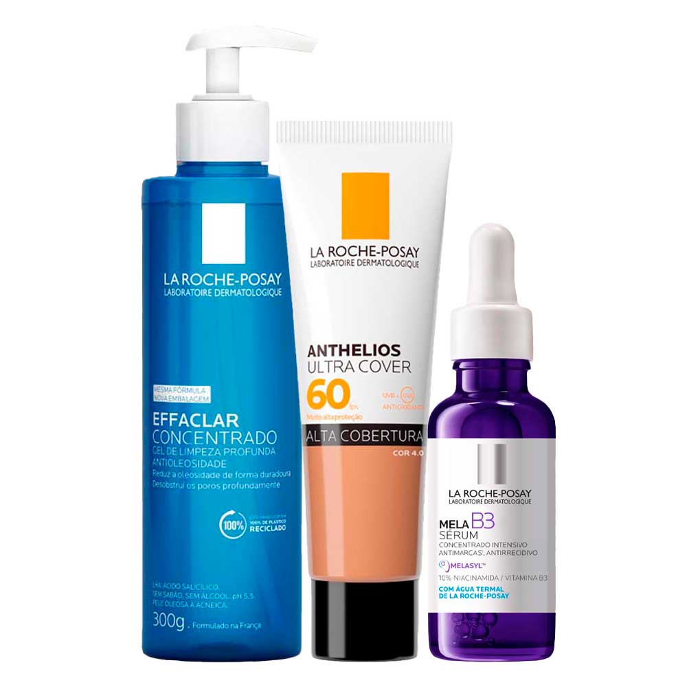 La Roche-posay Kit - Gel De Limpeza Facial + Sérum Facial + Protetor Solar Facial Com Cor Fps60 Para Rejuvenescimento Facial Kit