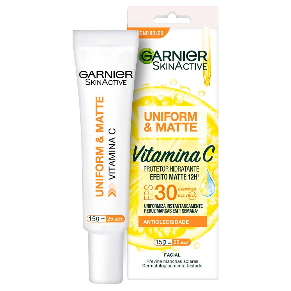 Protetor Solar Facial Hidratante Garnier Uniform & Matte Vitamina C FPS30 15g