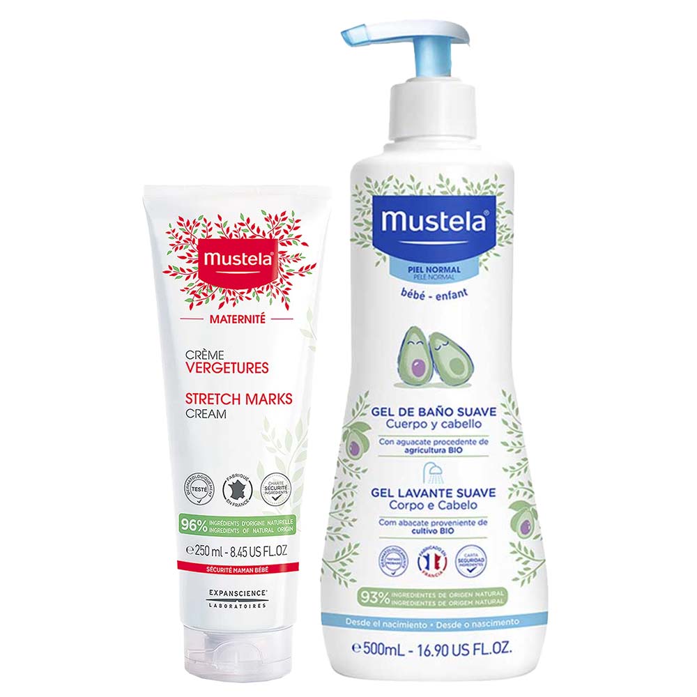 Mustela Kit – Creme Para Estrias 250ml + Gel Lavante Para Corpo E Cabelo 500ml